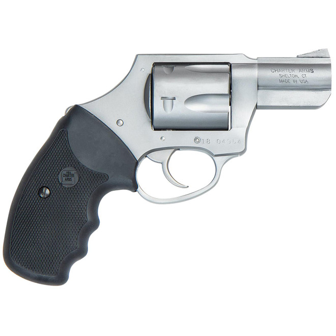 Charter Arms 73521 Mag Pug 357 Mag, 5 Shot 2.20" Matte Stainless Steel Barrel, Cylinder & Frame w/Black Finger Grooved Rubber Grip