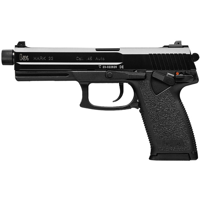 HK 81000080 Mark 23 45 ACP 10+1, 5.87" Black Steel Threaded Barrel, Serrated Steel Slide, Polymer Frame, Black Polymer Grip, Ambidextrous