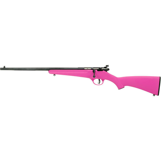 Savage Arms 13844 Rascal Youth 22 LR 1rd 16.13" Matte Black Sporter Barrel, Matte Black Carbon Steel Receiver, Pink Fixed Synthetic Stock, Left Hand