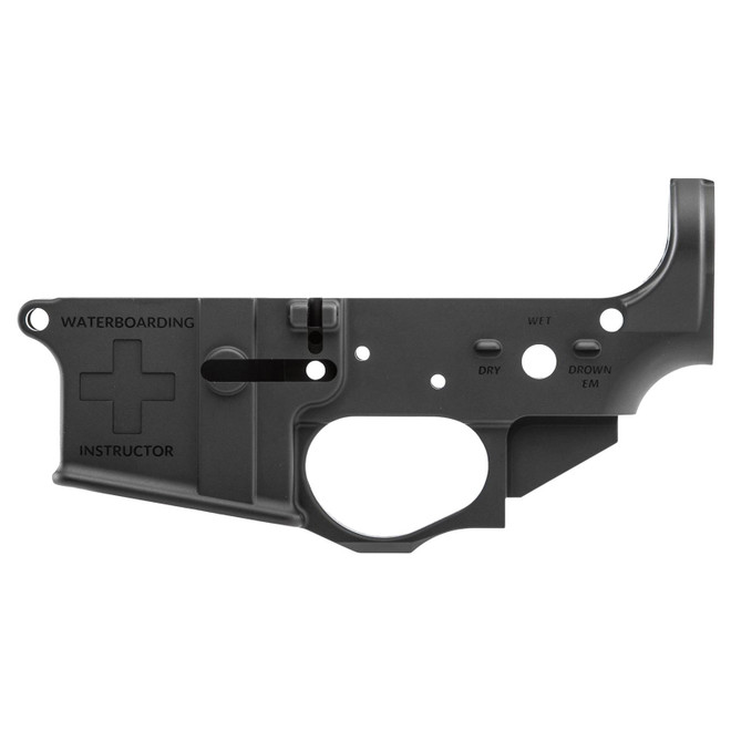 Spikes STLS033 Water Boarding Instructor Stripped Lower Receiver Multi-Caliber 7075-T6 Aluminum Black Anodized for AR-15