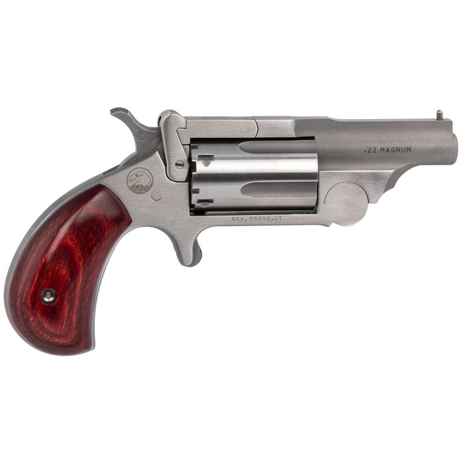North American Arms 22MCR Ranger II Conversion 22 LR/22 WMR 5 Shot 1.63" Stainless Steel Barrel, Satin Stainless Steel Frame, Stainless Cylinder, Rosewood Birdshead Grip, Exposed Hammer