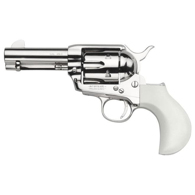 Taylors & Company 200073 1873 Cattleman 357 Mag Caliber with 3.50" Barrel, 6rd Capacity Cylinder, Overall Nickel-Plated Finish Steel & Ivory Birdshead Synthetic Grip