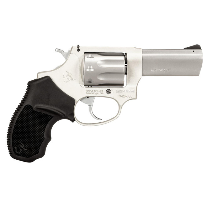 Taurus 2942M039UL 942 Ultra-Lite 22 WMR 8rd 3" Matte Stainless Finish Barrel, Matte Stainless Finish Cylinder, Stainless Anodized Finish Aluminum Frame & Finger Grooved Black Polymer Grip