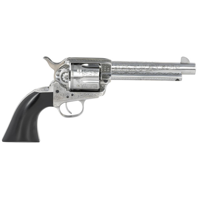 Taylors & Company 555156 1873 Cattleman Photo Uberti 45 Colt (Long Colt) 6 Shot 5.50" White Engraved Round Barrel, Cylinder & Steel Frame, Black Polymer Navy Grip, Firing Pin Safety, Exposed Hammer