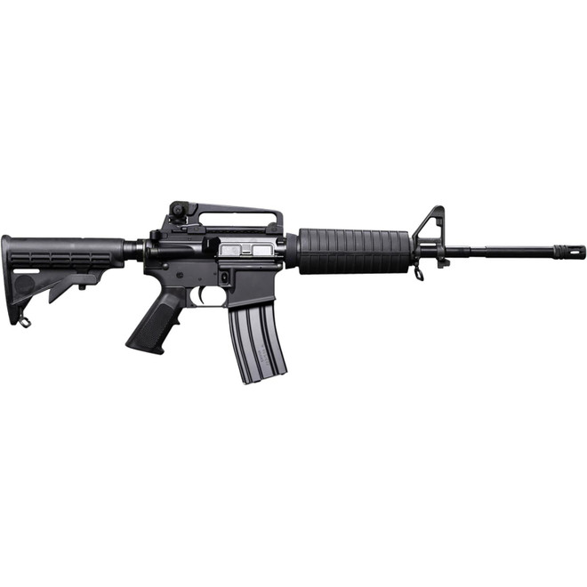 Bushmaster 0010004BLK M4 Patrolman's 5.56x45mm NATO 30+1 16" Salt Bath Nitride Threaded Barrel, Black A4 Flat Top Receiver, Black 6 Position Collapsible Stock w/M4 Black Polymer Grip, Right Hand