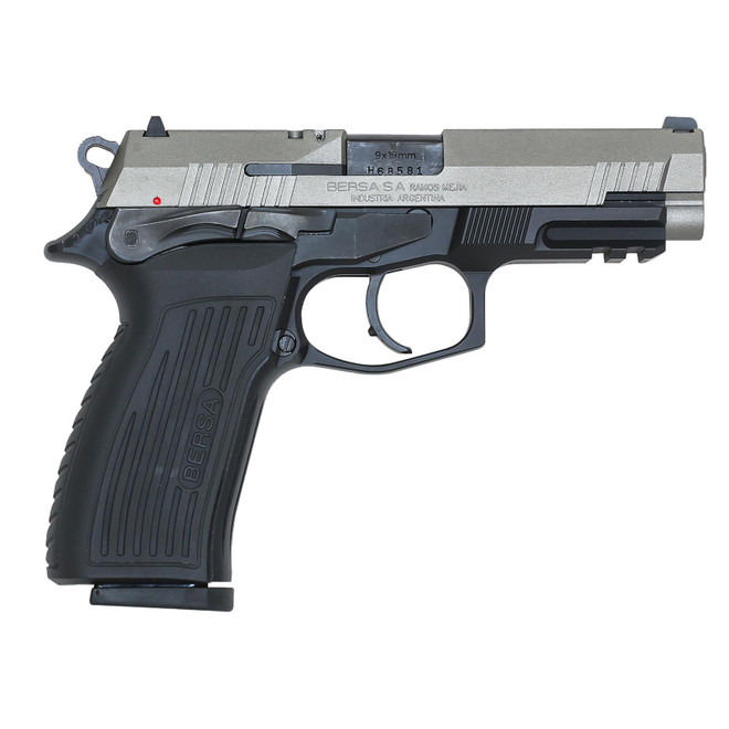 Bersa TPR9DT TPR Full Size Frame 9mm Luger 17+1, 4.30" Black Steel Barrel, Nickel Cerakote Serrated Steel Slide, Matte Black Aluminum Frame w/Picatinny Rail, Ambidextrous