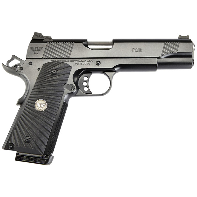 Wilson Combat CQBFS9 1911 CQB Full Size Frame 9mm Luger 10+1 5" Match Grade Barrel, Black Serrated Carbon Steel Slide, Black Armor-Tuff Carbon Steel Frame w/Beavertail, Black G10 Starburst Grip