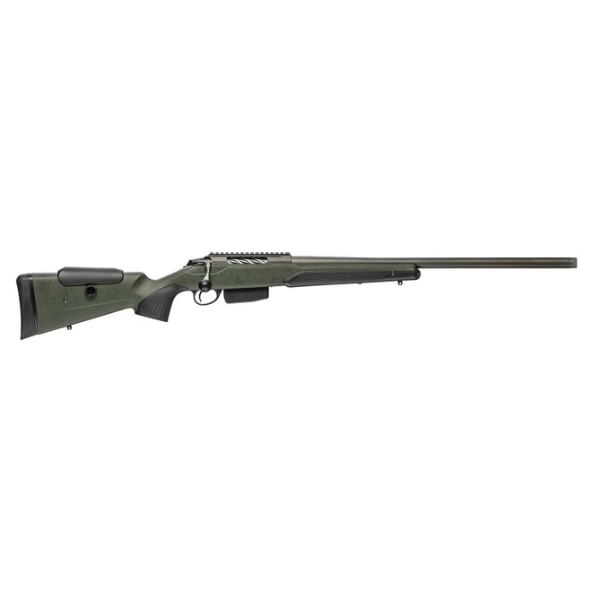 Tikka JRTXRSV319 T3x Super Varmint 6.5 PRC 5+1 23.70" Barrel, Tungsten Cerakote Metal Finish, Black Webbed Green Roughtech Stock