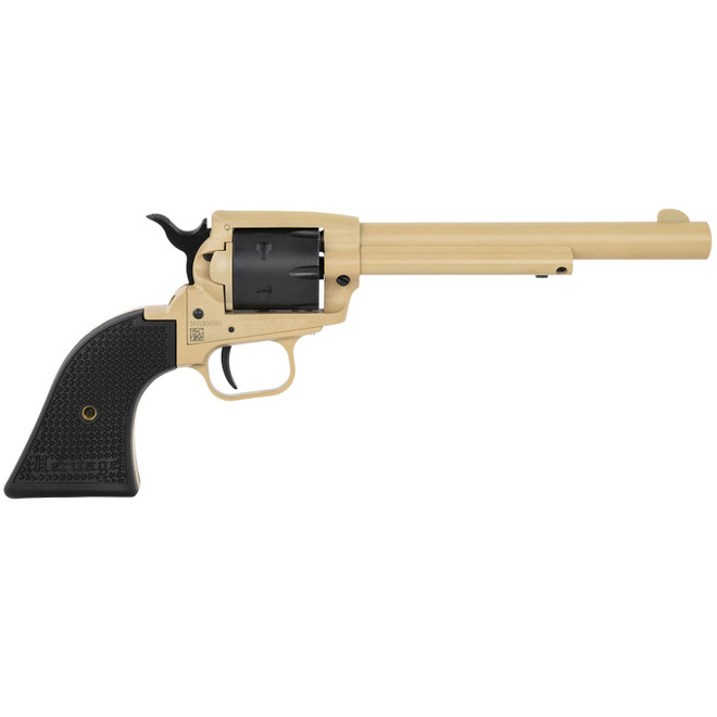Heritage Mfg SRR22V6 Rough Rider 22 LR 6 Shot, 6.50" Sabre Sand Cerakote Steel Barrel & Frame, Black Satin Cylinder, Black Polymer Grip, Hammer/Thumb Safety, Exposed Hammer