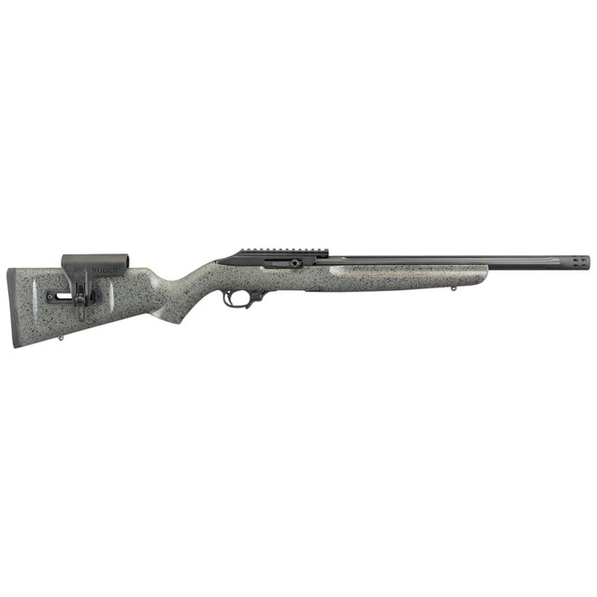 Ruger 31120 10/22 Competition 22 LR 10+1 16.12" Fluted Barrel, Black Rec, Adjustable Comb Black Speckled Gray Stock