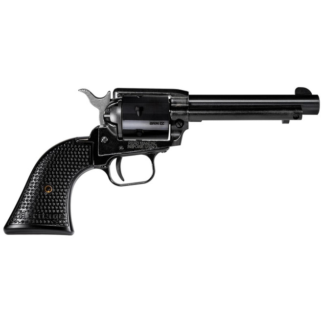 Heritage Mfg RR22MB4PG Rough Rider 22 LR/22 WMR 6 Shot, 4.75" Black Steel Barrel, Black Cerakote Zinc Alloy Frame, Black Cerakote Cylinder, Black Polymer Grip, Hammer/Thumb Safety, Exposed Hammer