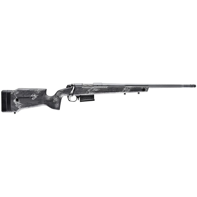 Bergara Rifles B14S752 B-14 Crest 6.5 Creedmoor 3+1 20" Fluted/Threaded, Sniper Gray Cerakote Barrel/Rec, Monte Carlo Carbon Fiber Stock with Black & Gray Splatter, Omni Muzzle Brake