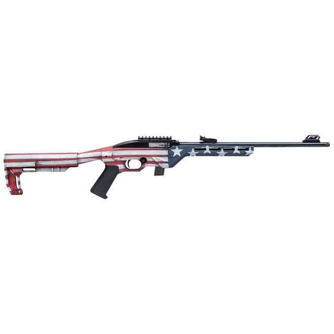Citadel CIT22LRBUSA Trakr 22 LR 10+1 18" Blued Steel Threaded Barrel & Receiver, American Flag Synthetic Stock
