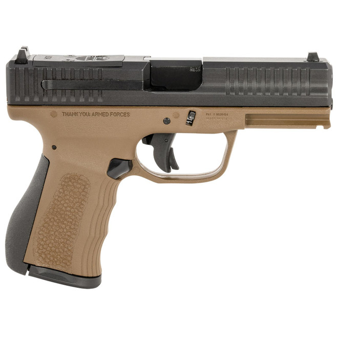 FMK FMKG49BB G3 9mm Luger 14+1 4" Stainless Steel Barrel, Black Optic Cut/Serrated Carbon Steel Slide, Burnt Bronze Polymer Frame w/Picatinny Rail, Black Backstrap Grip