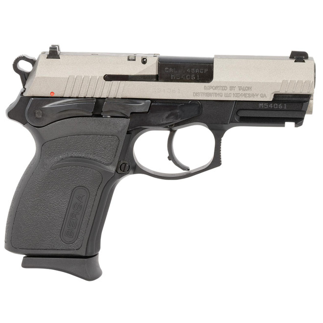 Bersa TPR45CDT TPRC Compact Frame 45 ACP 7+1, 3.50" Black Steel Barrel, Nickel Cerakote Serrated Steel Slide, Matte Black Aluminum Frame w/Picatinny Rail, Ambidextrous