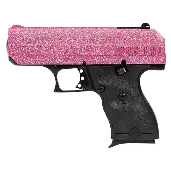Hi-Point 916PISP C9 9mm Luger 8+1 3.50" Black Steel Barrel, Hydro-Dipped Pink Sparkle Serrated Slide, Black Polymer Frame, Black Polymer Grips