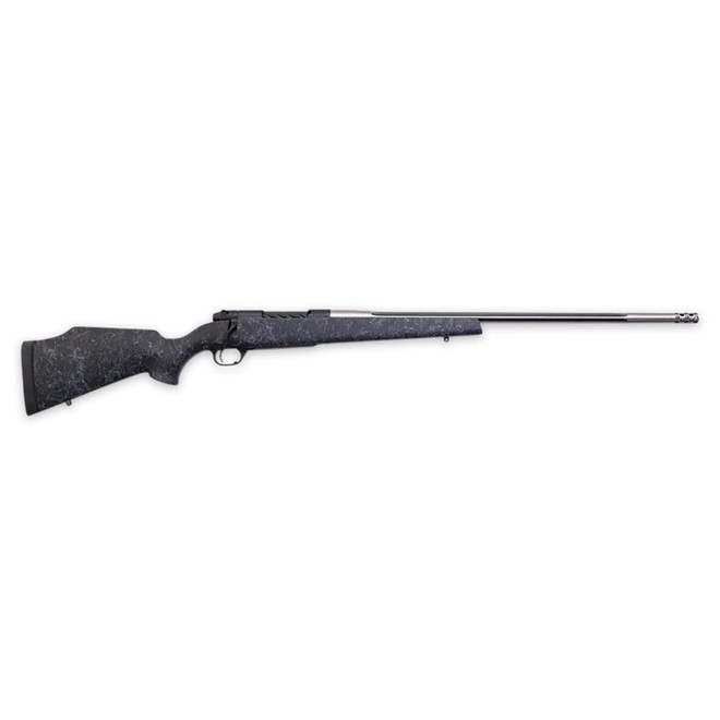 Weatherby MAM01N300PR8B Mark V Accumark 300 PRC 3+1 26" Threaded/Fluted Stainless Barrel, Graphite Black Rec, Gray Webbed Black Monte Carlo Stock, Accubrake Muzzle Brake, Adj. TriggerTech Trigger