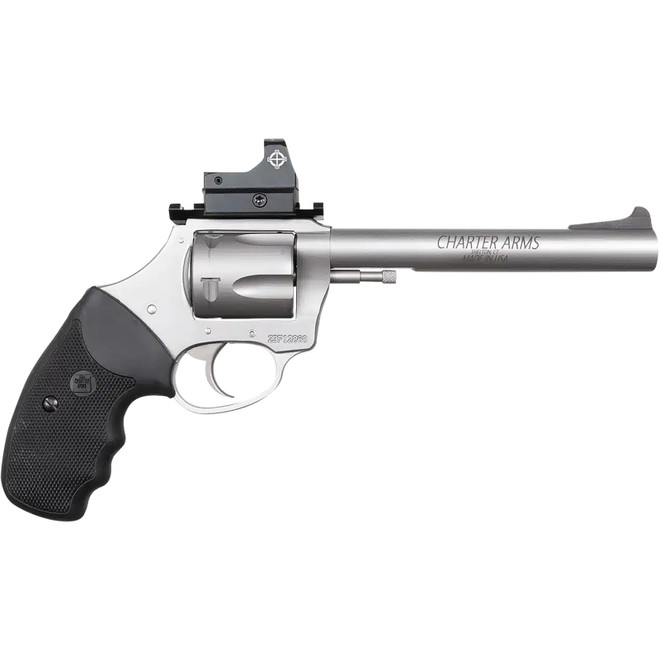 Charter Arms 73565 Mastiff Target Large Frame 357 Mag 5rd 6" Stainless Steel Barrel, Cylinder & Frame, Sightmark Micro Optic, Picatinny Rail, Black Rubber Grip, Exposed Hammer