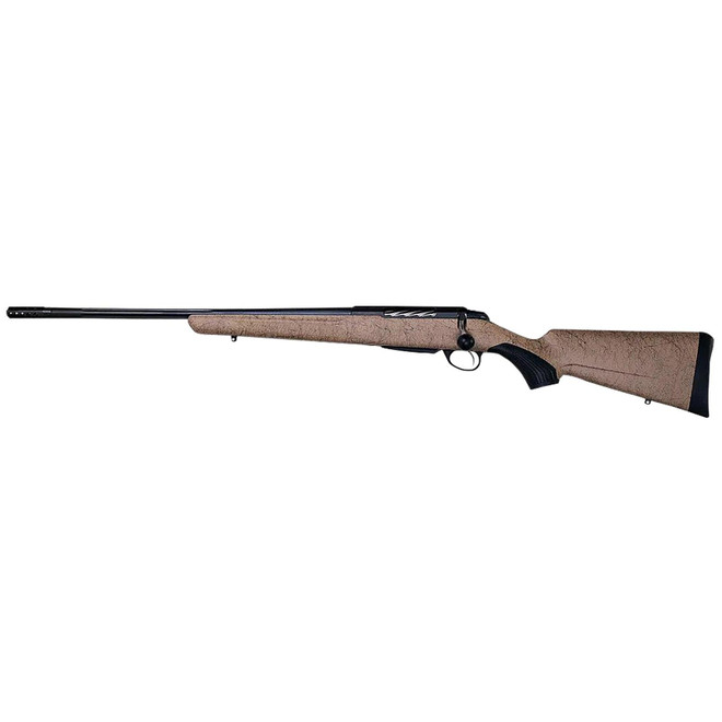 Tikka JRTXRT418 T3x Lite 270 Win 3+1 22.40" Fluted/Threaded, Black Barrel/Rec, Black Webbed Tan Roughtech Synthetic Stock, Interchangeable Grip, Muzzle Brake Left Hand