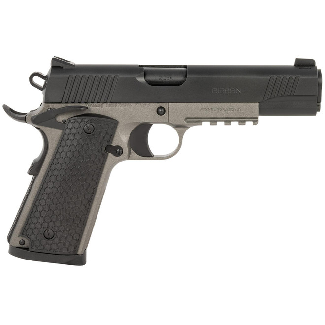 Girsan 392062 MC1911 S Untouchable Full Size 45 ACP 8+1 5" Black Steel Barrel, Black Serrated Steel Slide, Stainless Frame w/Beavertail & Picatinny Rail, Black Polymer Grip