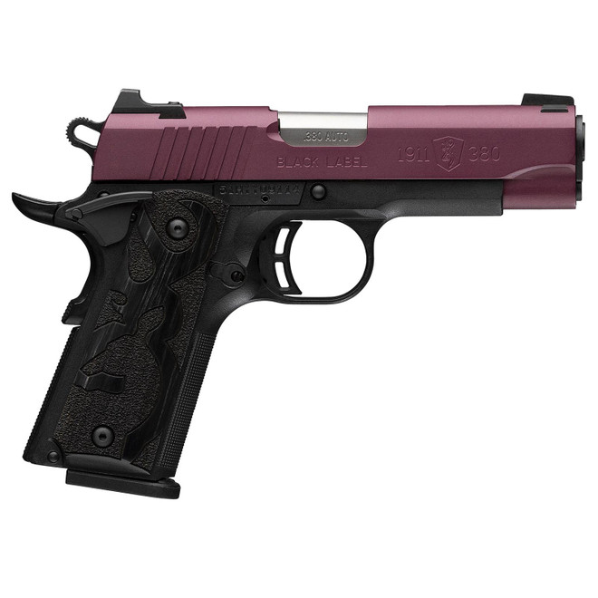 Browning 051995492 1911 Black Label Compact Frame 380 ACP 8+1 3.63" Matte Stainless Steel Barrel, Black Cherry Cerakote Serrated Steel Slide, Matte Black Polymer Frame, Black Polymer Grip