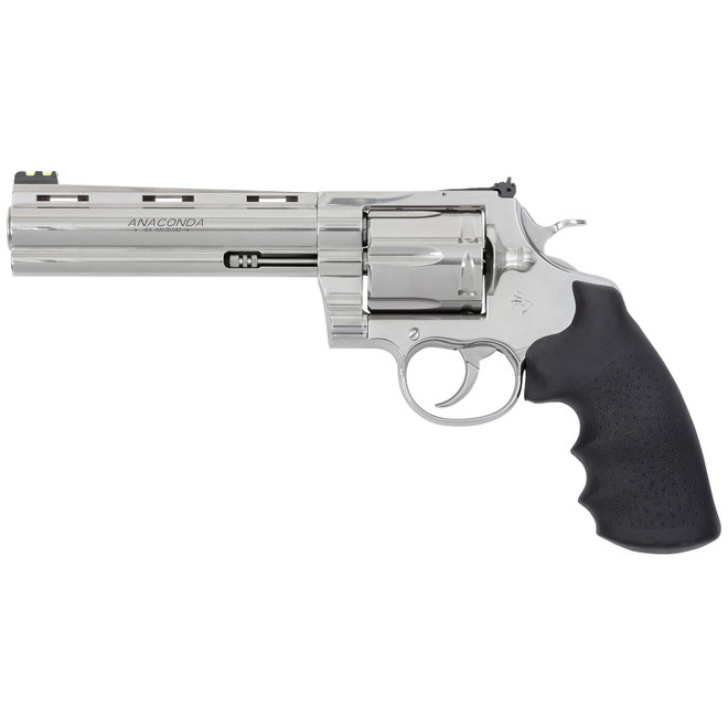 Colt Mfg ANACONDASP6RFT Anaconda Target 44 Mag 6rd 6" Stainless Vent Rib Barrel, Cylinder & Stainless Stainless Steel Frame, Black Rubber Grip
