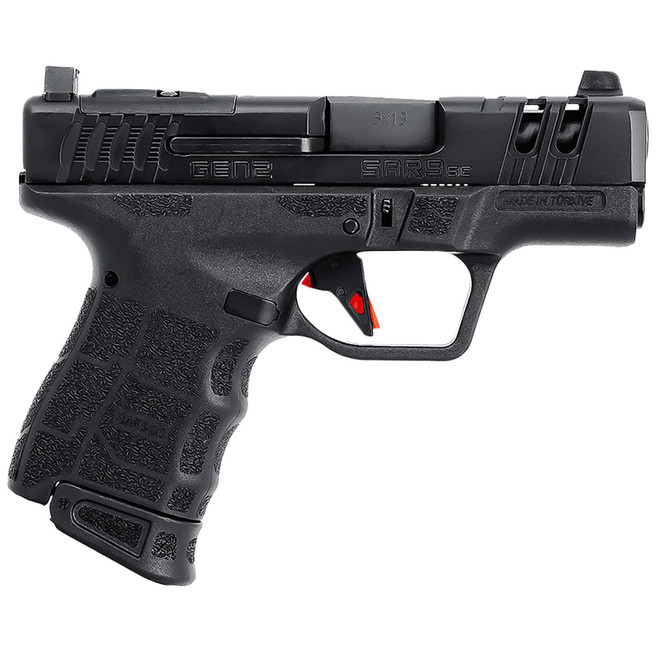 SAR USA SAR9SCG2BL SAR9 SC Gen2 Sub-Compact Frame 9mm Luger 15+1 12+1 3.30" Black Steel Barrel, Black Steel Optic Ready/Ported/Serrated Slide, Black Polymer Frame, Black Polymer Grip