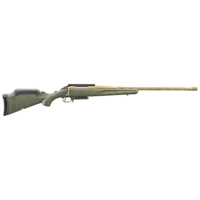 Ruger 46934 American Predator Gen II Full Size 6mm Creedmoor 3+1 22" Burnt Bronze Cerakote Threaded Barrel, Picatinny Rail Steel Receiver, Green Splatter Adjustable Synthetic Stock