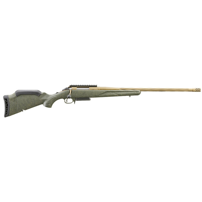 Ruger 46946 American Predator Gen II 6.5 PRC 3+1 22" Burnt Bronze Cerakote Threaded Barrel, Picatinny Rail Steel Receiver, Green Splatter Adjustable Synthetic Stock