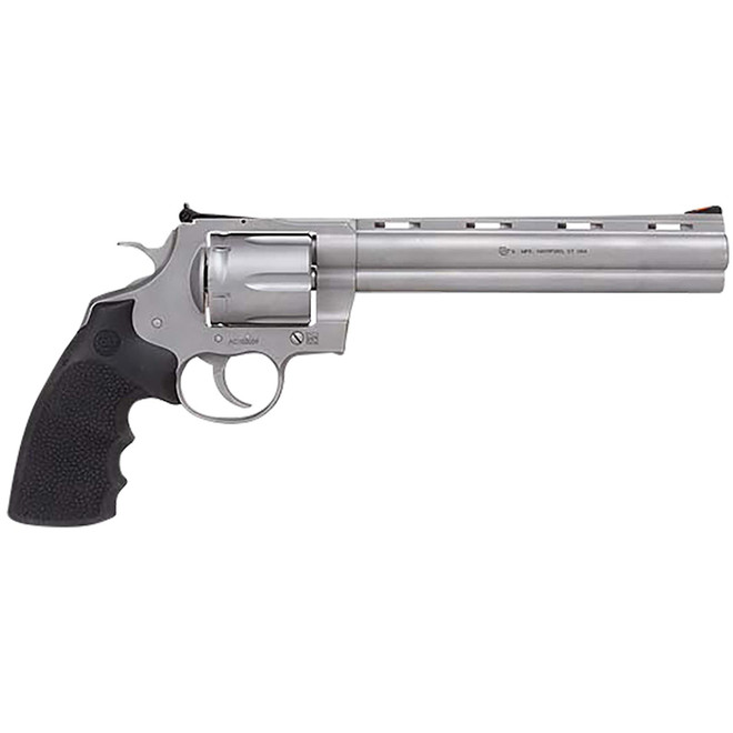 Colt Mfg PYTHONSM8RTS Python 357 Mag/38 Special 6 Shot 8" Bead Blasted Vent Rib Barrel, Cylinder & Frame, Black Rubber Grip, Exposed Hammer