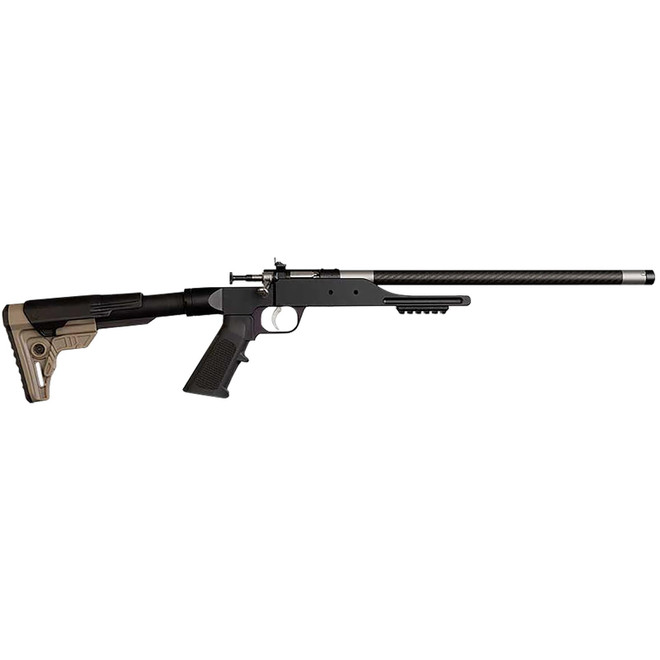 Keystone KSA2185 Precision 6061 22 LR Single Shot 16.12" Carbon Fiber Threaded Barrel, Black Anodized Picatinny Rail Aluminum Receiver, Black/FDE Adj Buffer Tube Style Butt Stock, Right Hand