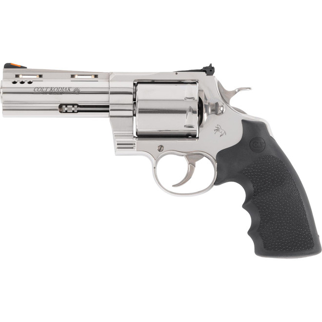 Colt Mfg KODIAKSP4RTS Kodiak 44 Mag 6rd 4.25" Polished Ported Vent Rib Barrel & Cylinder, Recessed Target Crown Muzzle, Polished Stainless Steel Frame, Black Hogue Overmolded Grip, Exposed Hammer