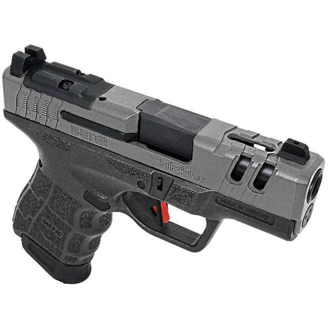 SAR USA SAR9SCG2PT SAR9 SC Gen2 Sub-Compact Frame 9mm Luger 15+1 3.30" Black Steel Barrel, Platinum Cerakote Steel Optic Ready/Ported/Serrated Slide, Black Polymer Frame, Black Polymer Grip