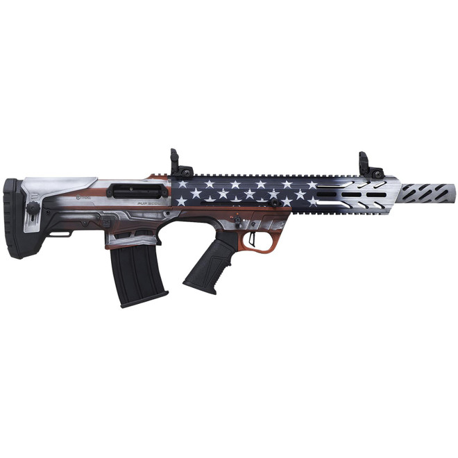 Citadel FRPS1218USA Pup Scout 12 Gauge Semi-Auto 3" 5+1 18.50" Steel Barrel, USA Flag Picatinny Rail Aluminum Receiver, Picatinny Handguards, Adj Cheek Riser Synthetic Stock, Black Polymer Grip