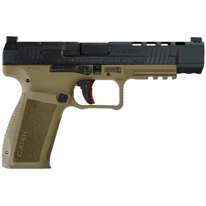 Canik HG6651N Mete SFx 9mm Luger 10+1 5.20" Black Nitride Match Grade Barrel, Black Optic Ready/Serrated Steel Slide, Flat Dark Earth Polymer Frame w/Picatinny Rail, Aggressive Texture Grip