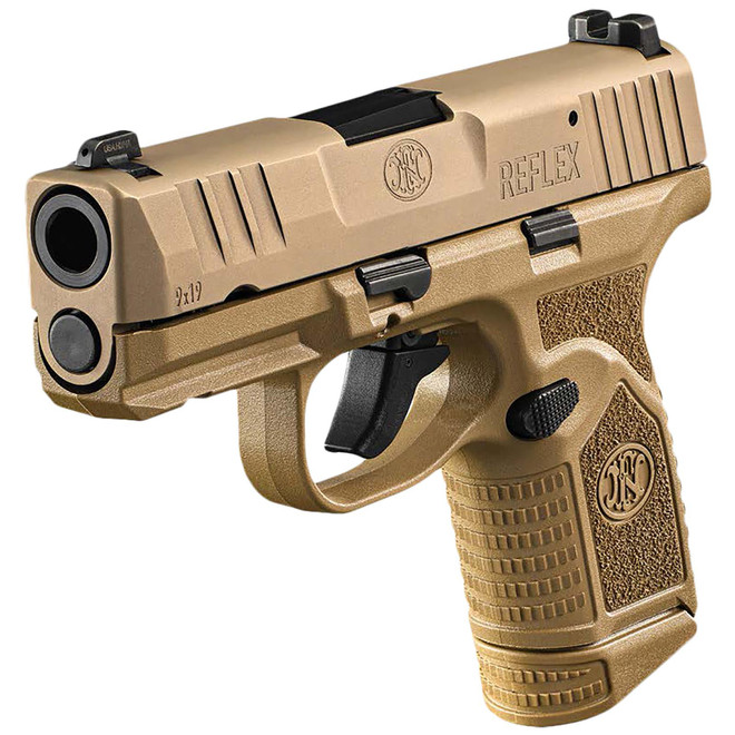 FN 66101417 Reflex 9mm Luger 15+1 11+1 3.30" Micro-Compact Frame Flat Dark Earth PVD Serrated Steel Slide w/Picatinny Rail Stippled Grip Ambidextrous