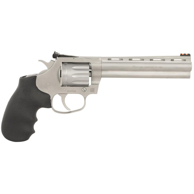 Colt Mfg KCOBRA22SM6RFO King Cobra Target 22 LR 6 Shot 6" Matte Stainless Steel Vent Rib Barrel, Matte Stainless Stainless Steel Frame & Cylinder, Black Hogue Overmolded Grip, Exposed Hammer