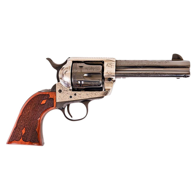 Cimarron PP400LSFW Frontier 357 Mag 6 Shot 4.75" Blued Barrel, Blued Cylinder, Old Silver Engraved Frame, Checkered Walnut Grip