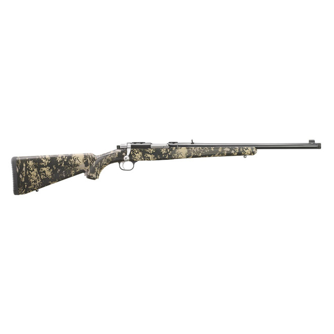 Ruger 7421 77/357 357 Mag 5+1 18.50" Blued Threaded Barrel, Blued Integral Scope Mount Steel Receiver, Fixed Kryptek Obskura Nox Camo Synthetic Stock, Thread Protector