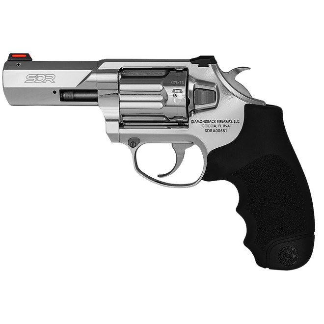 Diamondback DB0700S703 SDR 357 Mag/38 Special +P 6 Shot 3" Polished Stainless Steel Barrel, Cylinder & Frame, Black Hogue Rubber Grip, Exposed Hammer