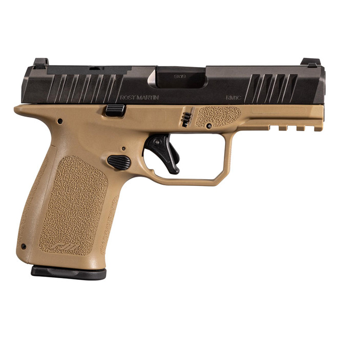 Rost Martin RM1CFDEOSP10CA RM1C *CA Compliant 9mm Luger 10+1 4" Black Steel Barrel, Black Tenifer Optic Ready/Serrated Steel Slide, Flat Dark Earth Polymer Frame w/Picatinny Rail, Textured Grip