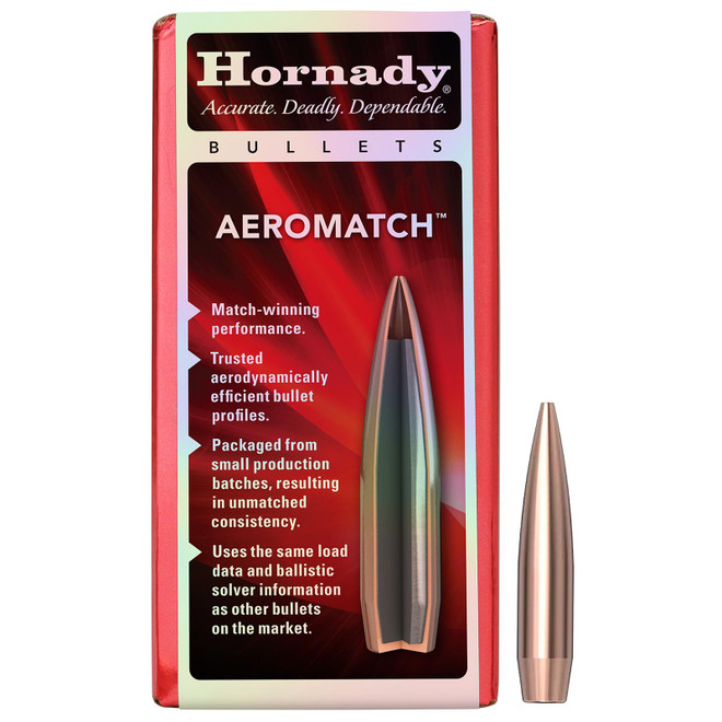 Hornady 22771 Aeromatch  22Cal 69gr Hollow Point Boat Tail 100 Per Box/25 Case