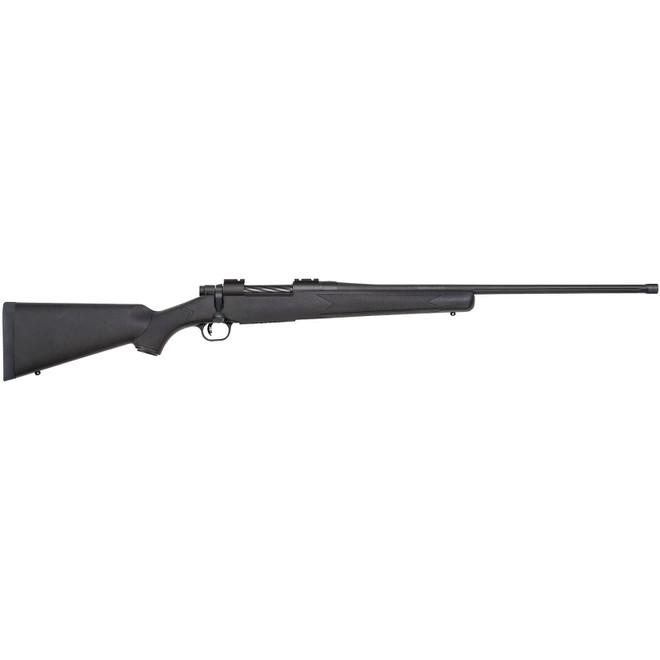 Mossberg 28248 Patriot Full Size 7mm PRC 3+1 24" Matte Blued Fluted Threaded Barrel, Drilled & Tapped Matte Blued Stainless Steel Receiver, Black Fixed Synthetic Stock