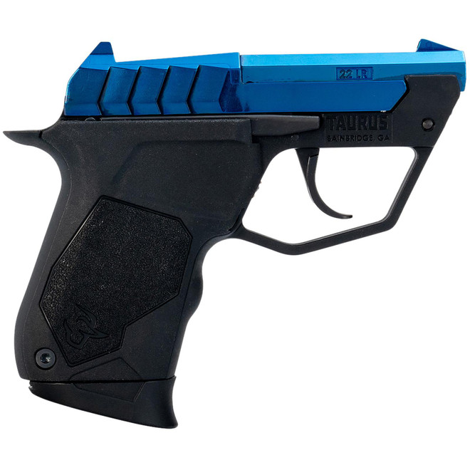 Taurus 1-22TUC13BL 22TUC Micro-Compact Frame 22 LR 9+1 2.50" Polished Blue PVD Steel Tip-Up Barrel, Blue PVD Serrated Stainless Steel Slide, Black Polymer Frame, Black Polymer Grip