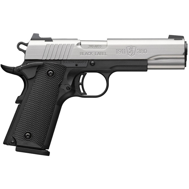 Browning 051118492 1911 Black Label Full Size 380 ACP 8+1 4.25" Stainless Steel Barrel, Satin Stainless Steel Serrated Slide, Matte Black Polymer Frame, Black Polymer Grip