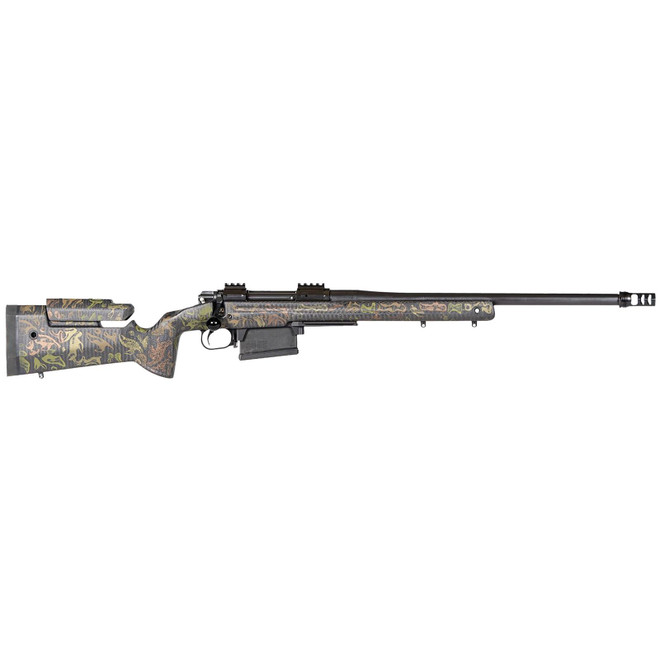 Geissele Automatics 08-538 King Hunter 7mm BC 20" Black Cerakote Threaded Barrel, Black Nitride Receiver w/Picatinny Rail, Geissele Camo Manners Long Range Hunter Carbon Fiber Stock