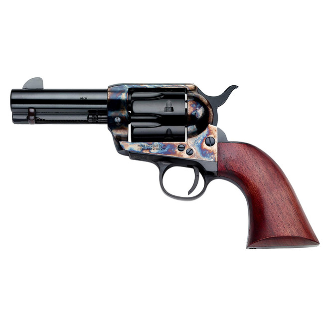 Pietta SA733024ML 1873 9mm Luger 6 Shot 3.50" Blued Steel Barrel, Blued Cylinder, Color Case Hardened Steel Frame, Walnut Grip