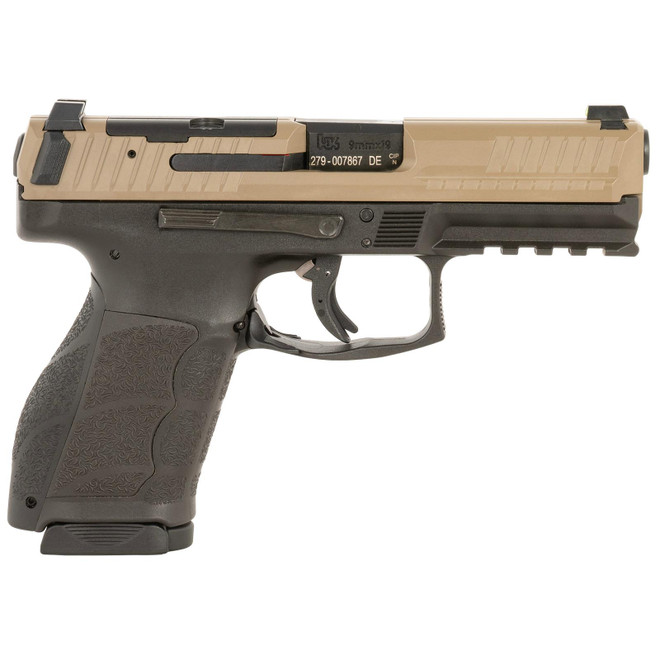 HK 81001194 VP9A1 K Compact 9mm Luger 15+1 4.09" Black Flat Dark Earth Steel Optic Ready/Serrated Slide, Brown Polymer Frame w/Picatinny Rail, Interchangeable Backstrap Grip, Ambidextrous
