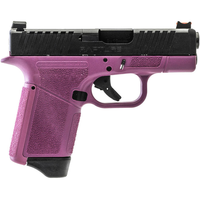 Gforce Arms GF932512PIB Rapture Sub-Compact Frame 9mm Luger 12+1 3.25" Black Steel Barrel, Black Steel Optic Cut/Serrated Slide, Pink Cerakote Polymer Frame, Shield RMSc/RMR Footprint