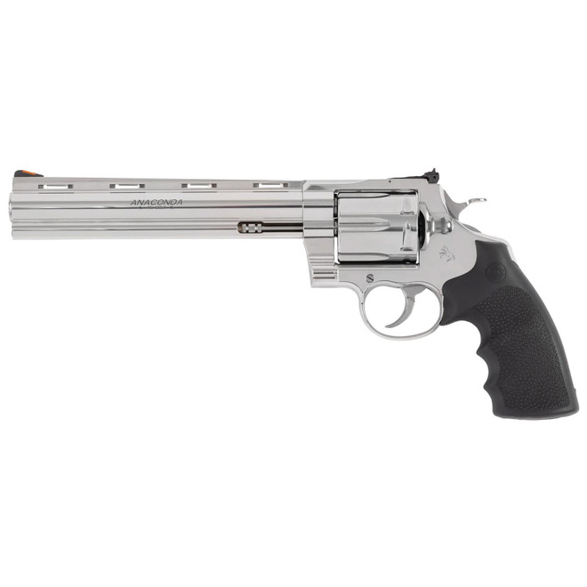 Colt Mfg ANACONDASP8RTS45C Anaconda 45 Colt (Long Colt) 6rd Shot 8" Stainless Vent Rib Barrel, Cylinder & Frame, Black Grip